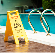 pool with caution sign